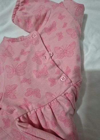 Pembe Kelebek Baskılı Kız Çocuk Elbise - Görsel 4