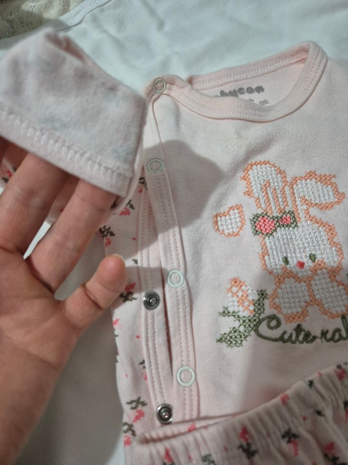 Pembe Örgü Bebek Kız Takımı Uzun Kollu - Görsel 3