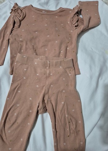 Kahverengi Kız Bebek Uzun Kollu Fırfırlı Takım - Görsel 2