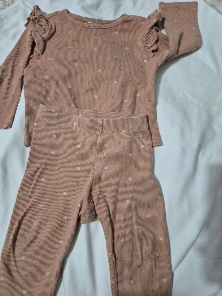 Kahverengi Kız Bebek Uzun Kollu Fırfırlı Takım - Görsel 2