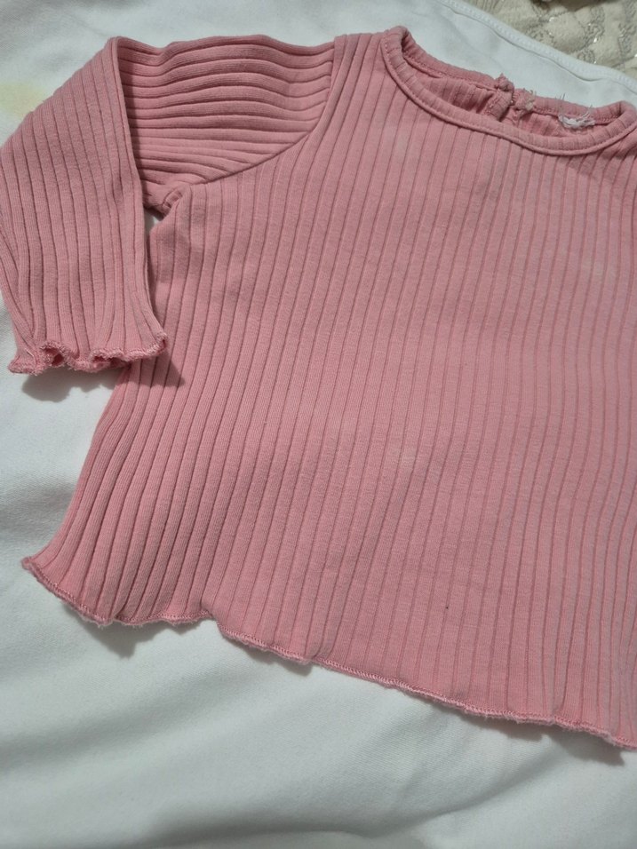 Kız Çocuk Pembe Pilili Uzun Kollu Bluz - Görsel 2