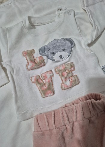 Dantel Detaylı Pembe Bebek Kız Takımı - Görsel 3