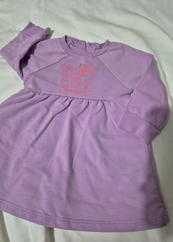 Uzun Kollu Mor Kız Çocuk Elbise - Görsel 2