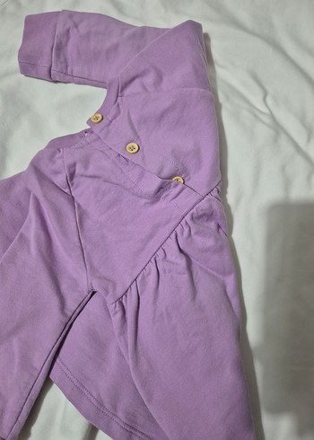 Uzun Kollu Mor Kız Çocuk Elbise - Görsel 4