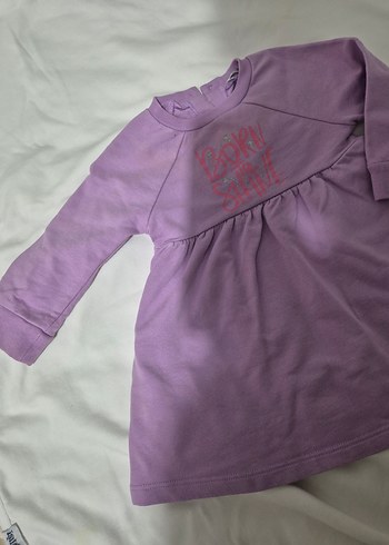 Uzun Kollu Mor Kız Çocuk Elbise - Görsel 3