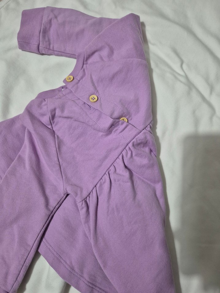 Uzun Kollu Mor Kız Çocuk Elbise - Görsel 4