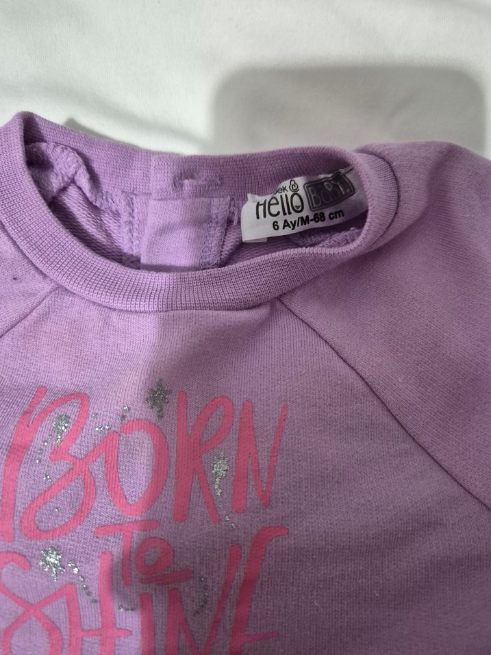 Uzun Kollu Mor Kız Çocuk Elbise - Görsel 5