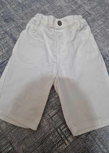 Beyaz Erkek Çocuk Mini Pamuklu Şort