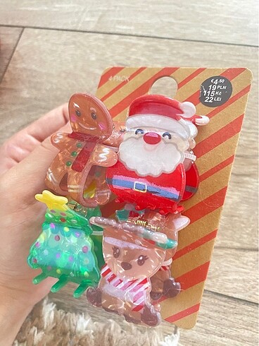 christmas yılbaşı temalı 4 parça saç tokası