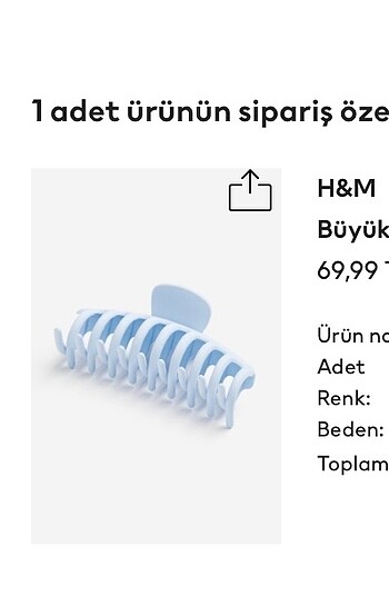 H&M bebek mavisi sac tokası