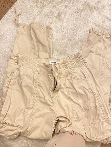 xs Beden pull and bear acık krem kargo pantolon