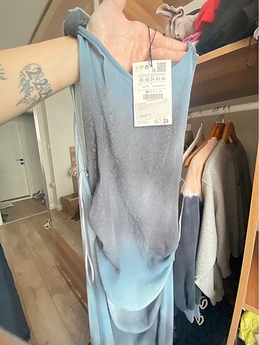 xs Beden gri Renk pull and bear elbise tül yeni etiketli