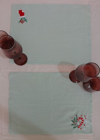 Yılbaşı Nakışlı Pastel Adaçayı rengi Amerikan Servis - Görsel 7