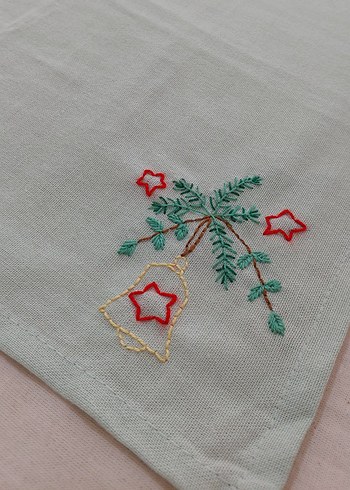 Yılbaşı Nakışlı Pastel Adaçayı rengi Amerikan Servis - Görsel 2