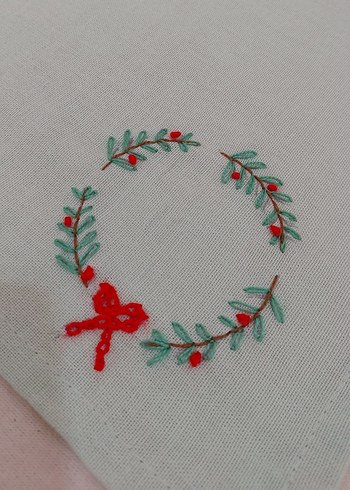 Yılbaşı Nakışlı Pastel Adaçayı rengi Amerikan Servis - Görsel 3