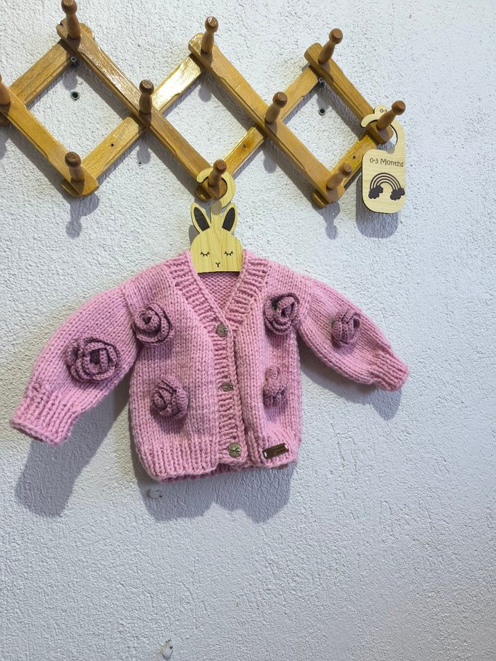 Pembe Güllü Hırka - Görsel 4