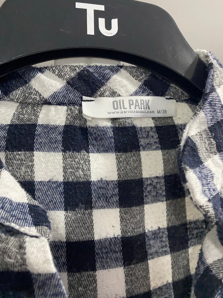 Kadın Gri Kareli Pamuklu V Yaka Gömlek - Görsel 2