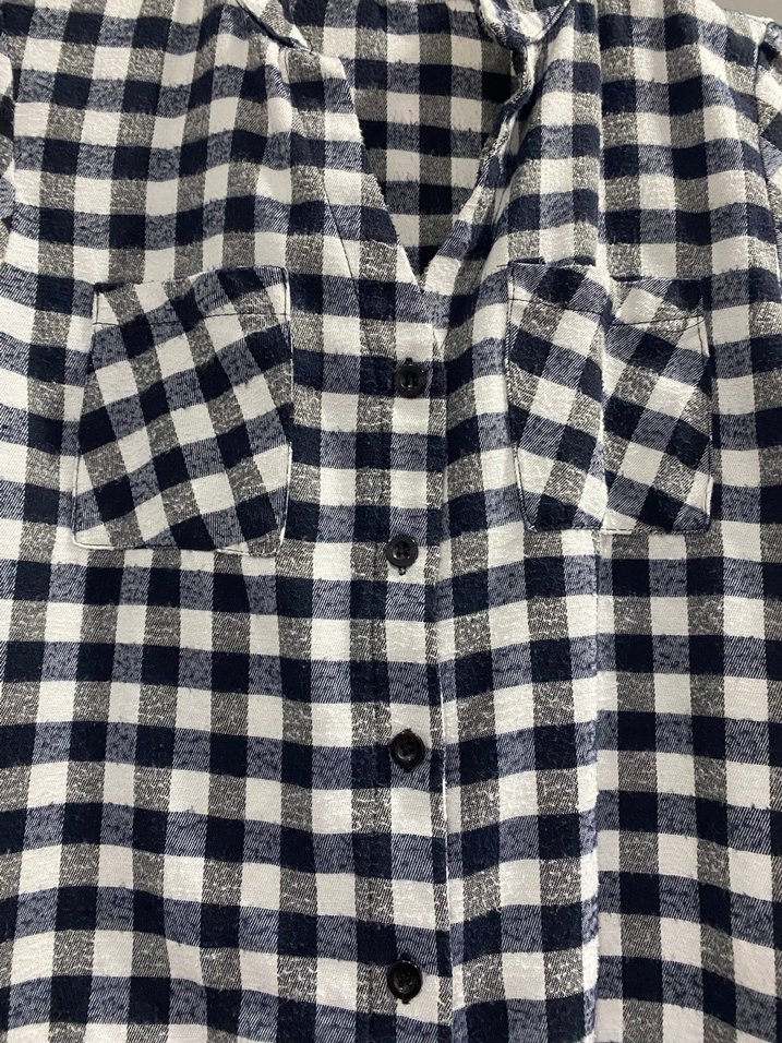 Kadın Gri Kareli Pamuklu V Yaka Gömlek - Görsel 5