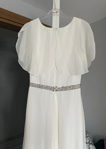 Kısa Kollu Beyaz Uzun Gelinlik - Görsel 4