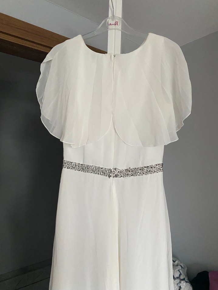 Kısa Kollu Beyaz Uzun Gelinlik - Görsel 4