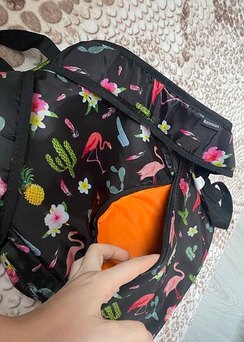 Çiçekli ve Flamingolu Renkli Çocuk Sırt Çantası - Görsel 6