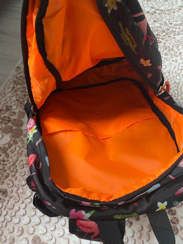 Çiçekli ve Flamingolu Renkli Çocuk Sırt Çantası - Görsel 4