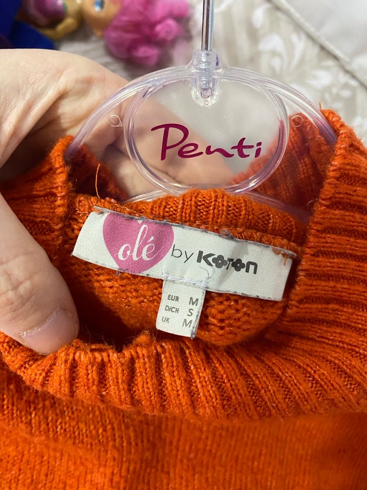 Turuncu Kadın Örme Yün Kazak - Görsel 3