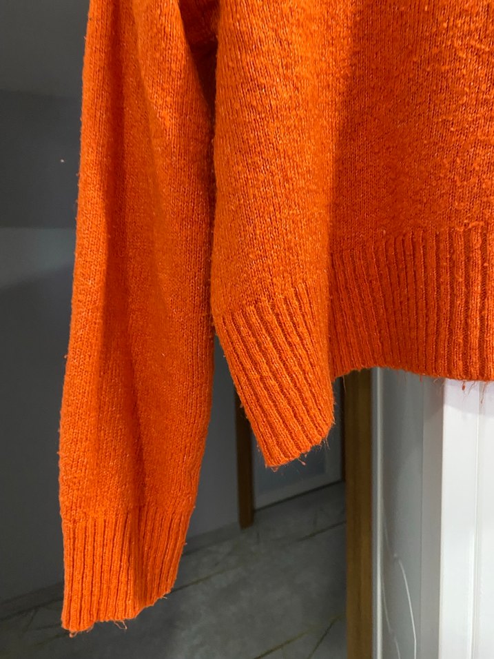 Turuncu Kadın Örme Yün Kazak - Görsel 2