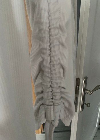 Kadın Uzun Kollu Büzgülü Beyaz bady - Görsel 3