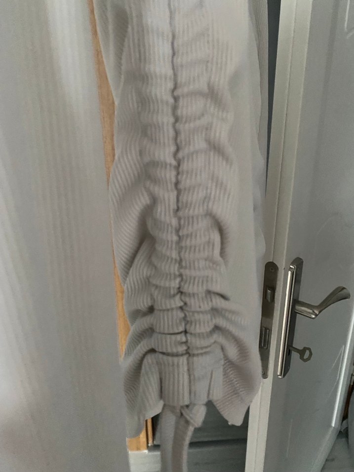 Kadın Uzun Kollu Büzgülü Beyaz bady - Görsel 3