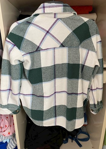 Düğmeli Ekoseli Gri Kadın Gömlek - Görsel 3