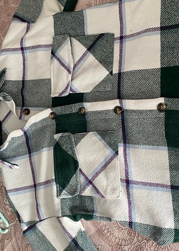 Düğmeli Ekoseli Gri Kadın Gömlek - Görsel 6