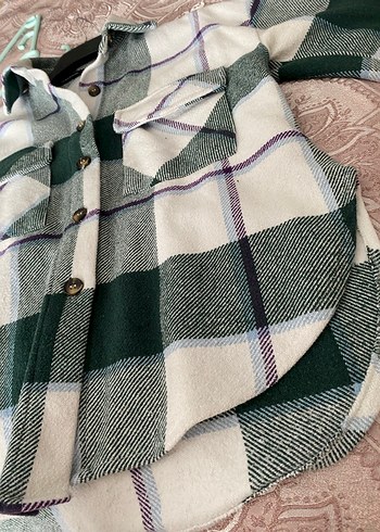 Düğmeli Ekoseli Gri Kadın Gömlek - Görsel 5