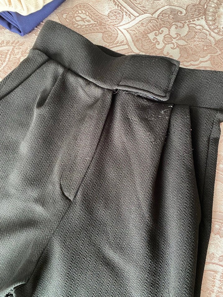 Siyah Kemerli Kadın Kumaş Pantolon - Görsel 2