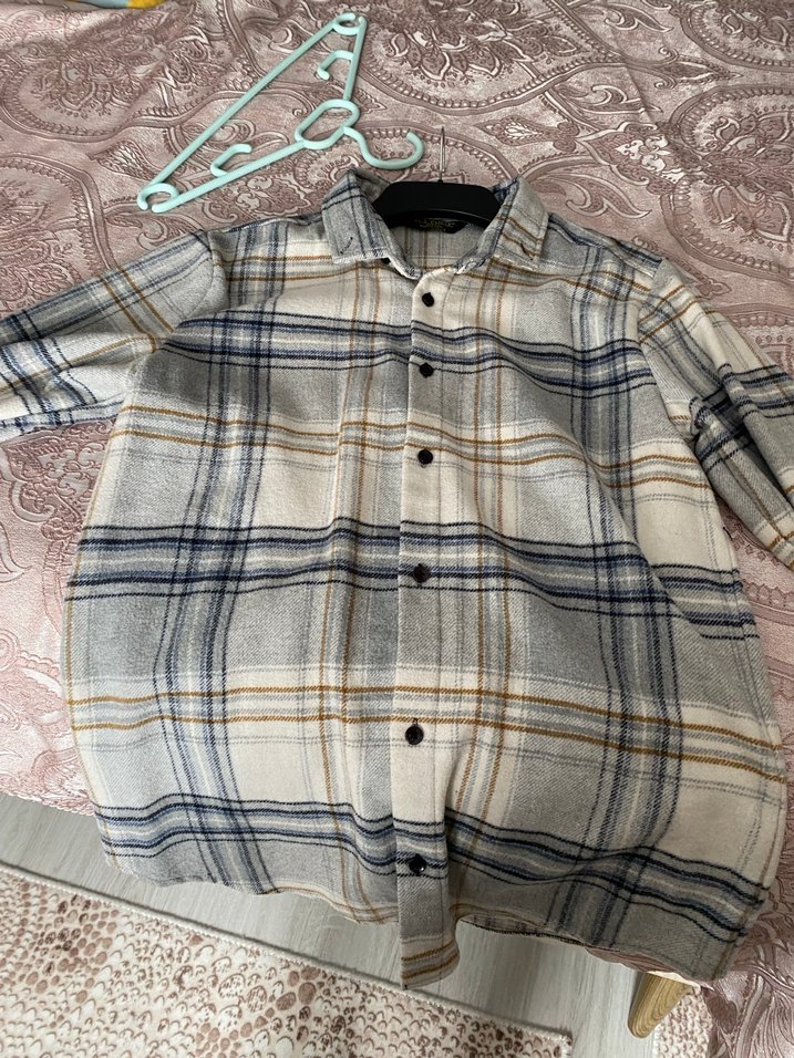 Kadın Gri Uzun Kollu Kareli Gömlek - Görsel 5