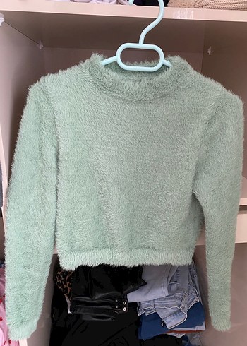 Peluş Kumaşlı Bej Kısa Balıkçı Yaka Kazak - Görsel 4