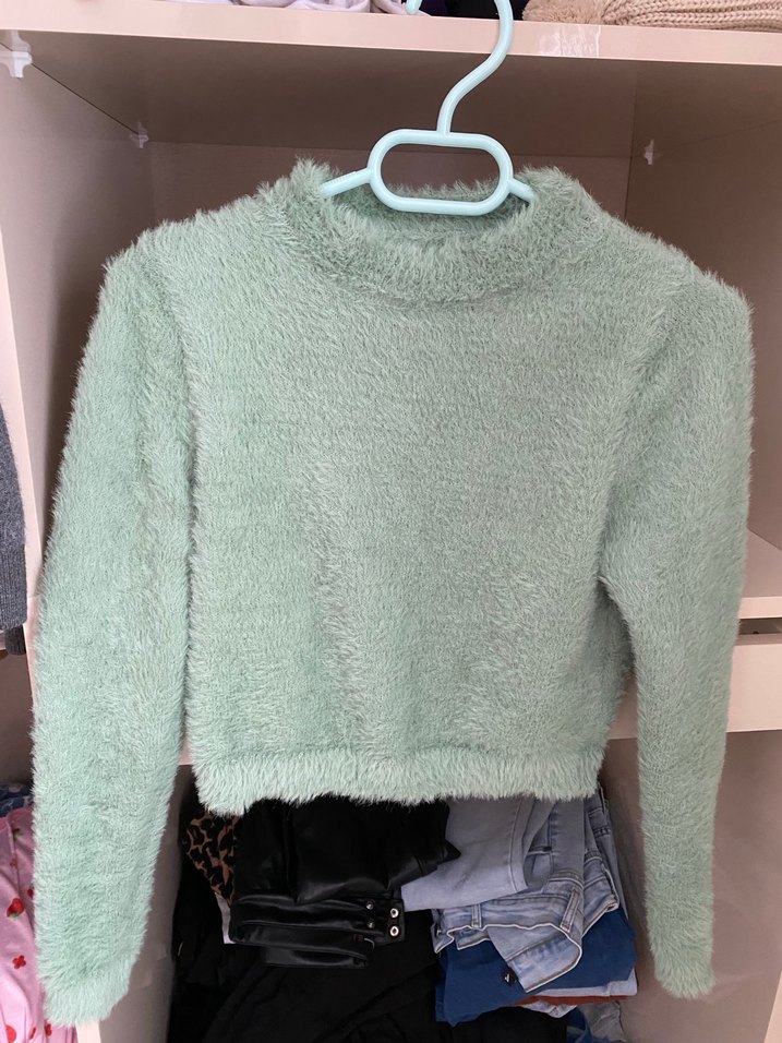 Peluş Kumaşlı Bej Kısa Balıkçı Yaka Kazak - Görsel 4