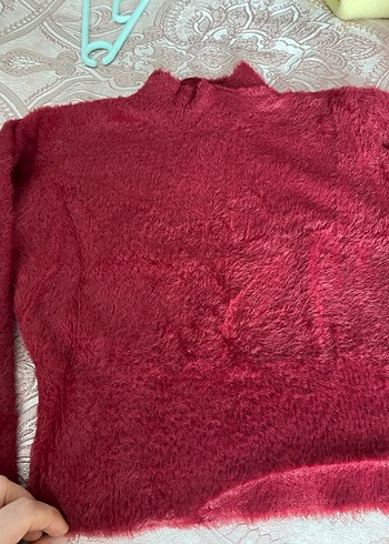 Bordo Bohem Yaka Detaylı Kadın Triko Kazak - Görsel 5