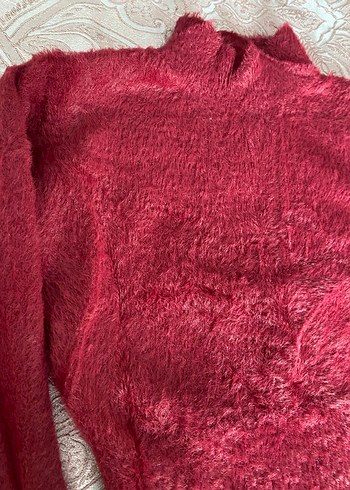 Bordo Bohem Yaka Detaylı Kadın Triko Kazak - Görsel 4