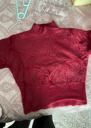 Bordo Bohem Yaka Detaylı Kadın Triko Kazak - Görsel 3