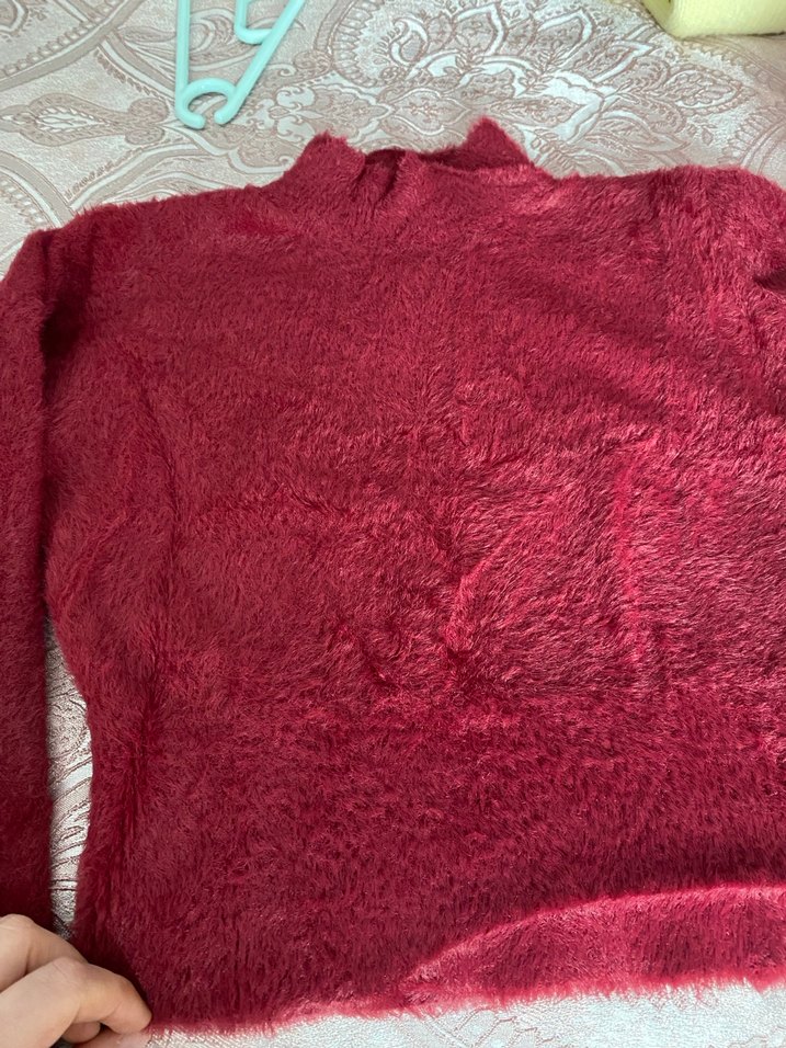 Bordo Bohem Yaka Detaylı Kadın Triko Kazak - Görsel 5