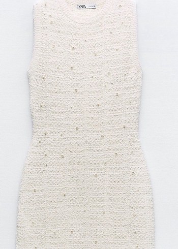 Zara Beyaz Kolsuz Triko Midi Elbise - Görsel 2