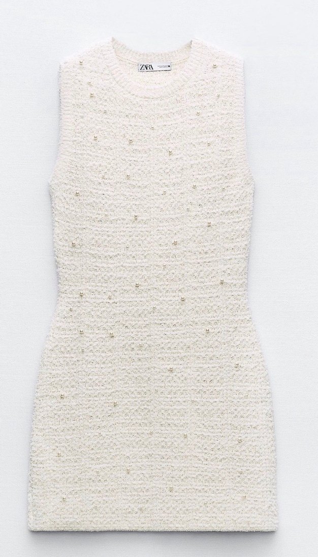 Zara Beyaz Kolsuz Triko Midi Elbise - Görsel 2