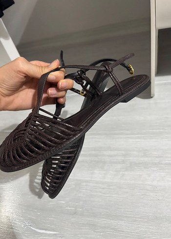 Kahverengi zara Kadın Sandalet - Görsel 2