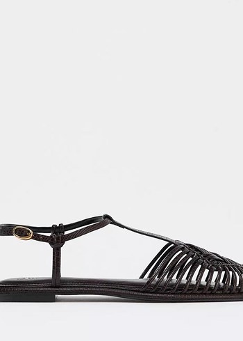 Kahverengi zara Kadın Sandalet - Görsel 3