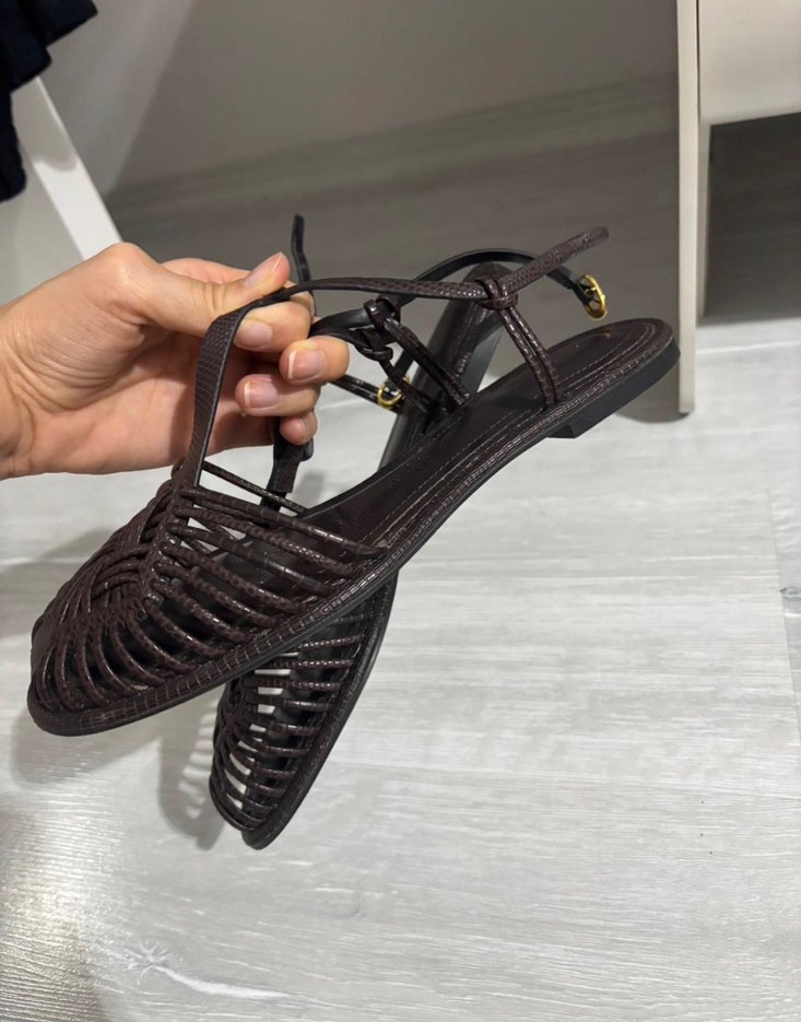 Kahverengi zara Kadın Sandalet - Görsel 2