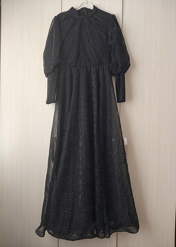 Siyah Simli Tesettür Elbise - Görsel 4