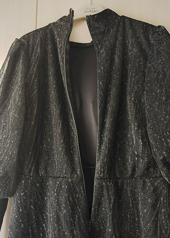 Siyah Simli Tesettür Elbise - Görsel 3