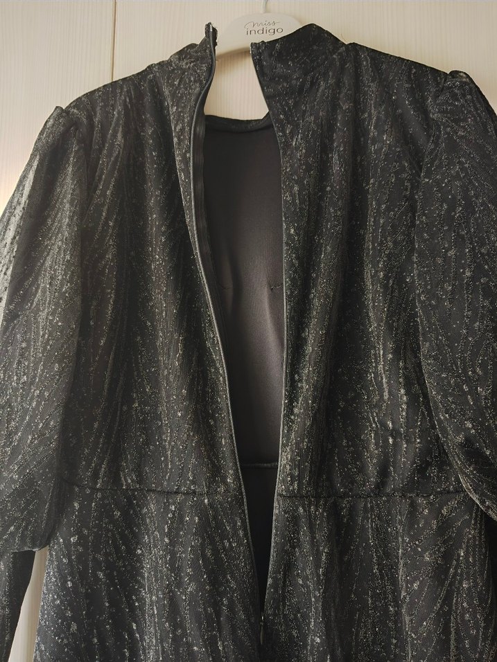 Siyah Simli Tesettür Elbise - Görsel 3