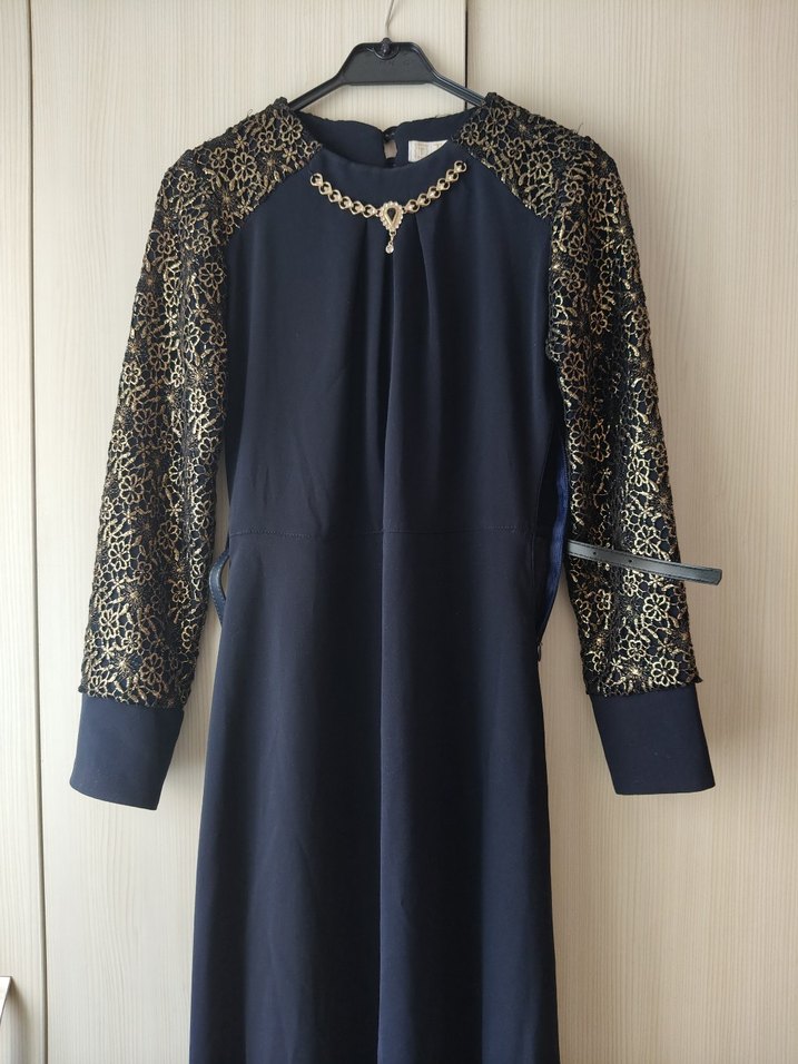 Abiye Lacivert Tesettür Elbise - Görsel 2